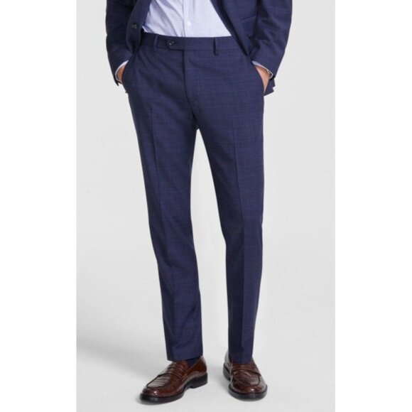Tommy Hilfiger Mens Stretch Wool Blend Plaid Suit Dress Pant Blue Size 32W NWT - Picture 2 of 6